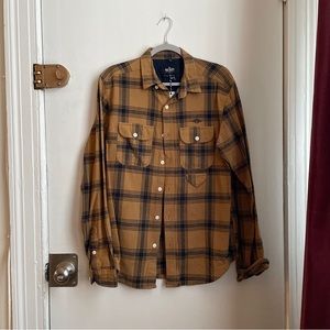 Goldenrod yellow cotton flannel plaid shirt